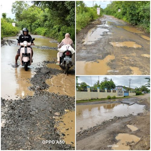 Jalan Menyerupai Kubangan Kerbau Di Perbatasan Desa  Bontoramba Kecamatan Pallangga Kabupaten Gowa, Ini Kesalahan Siapa?