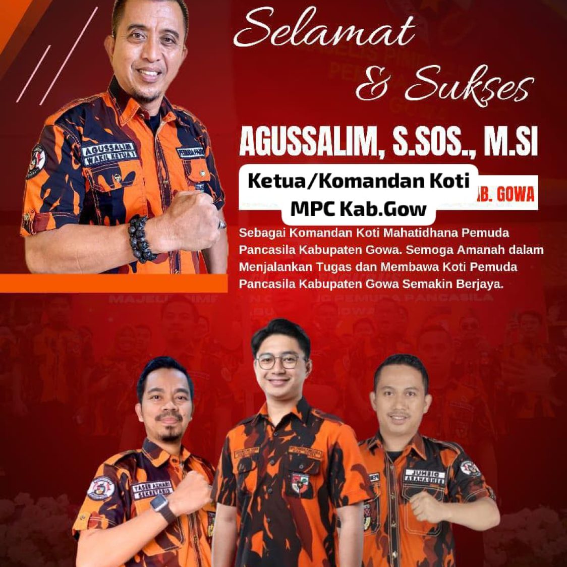 Terpilih Komandan Koti MPC Kabupaten Gowa; Komitmen Majukan Organisasi dan Dukung Pemerintah Daerah