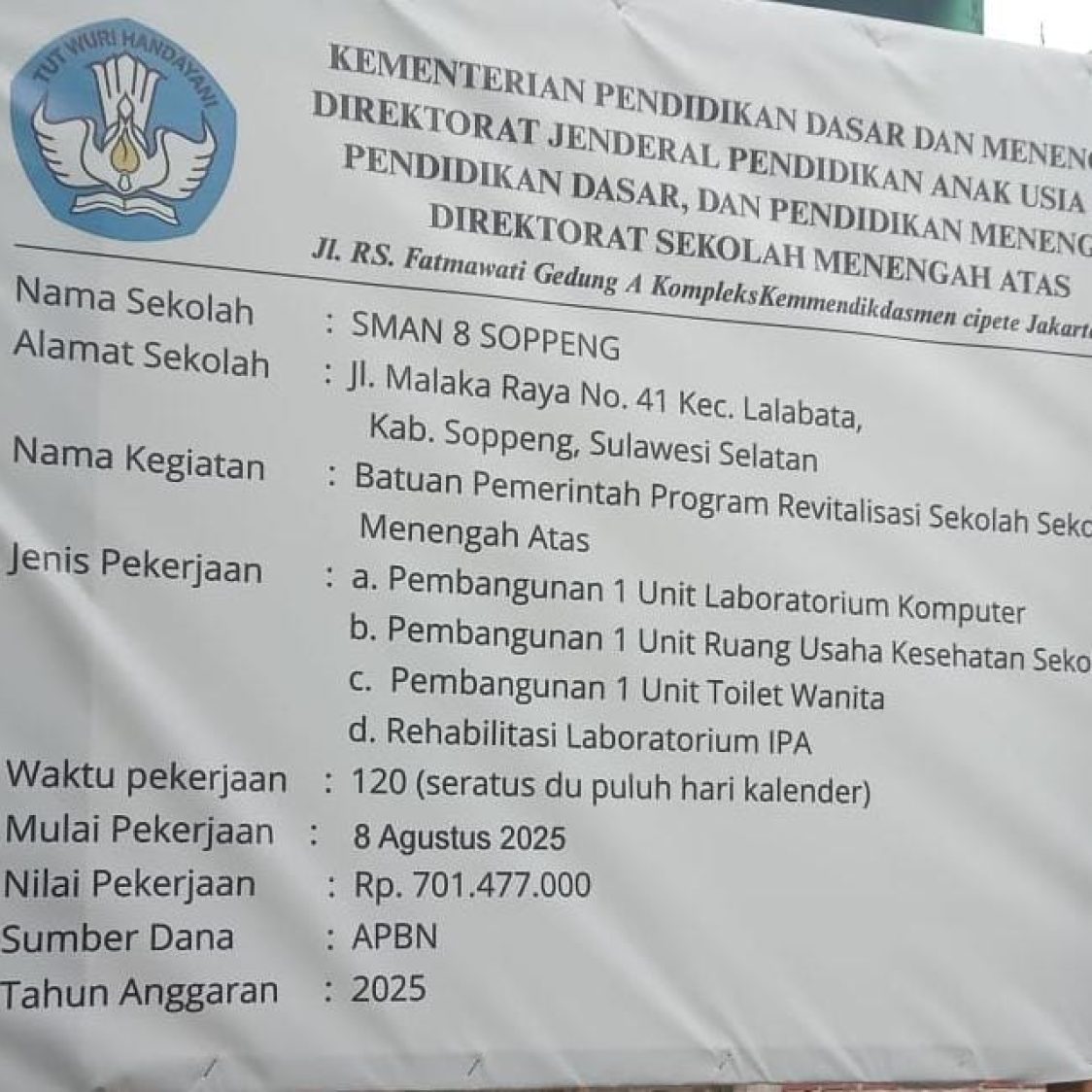 Skandal Dugaan Pemotongan Dana Revitalisasi SMAN 8 Soppeng, LPRI: Citra Pendidikan Sulsel Tercoreng!