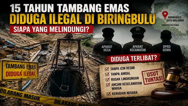 15 Tahun Tak Tersentuh, Tambang Emas di Gowa Picu Pertanyaan Besar soal Penegakan Hukum